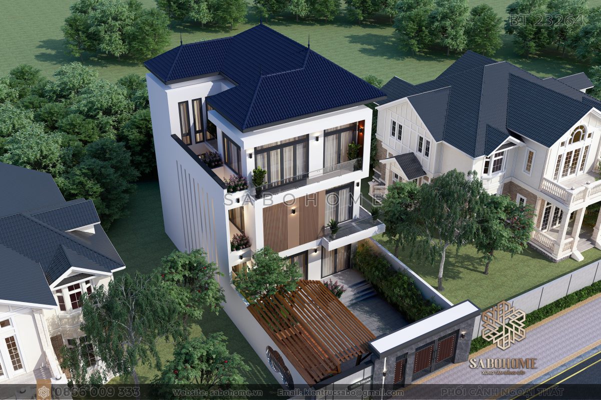 Khám phá sự tinh tế và độc đáo của biệt thự 3 tầng mái Nhật