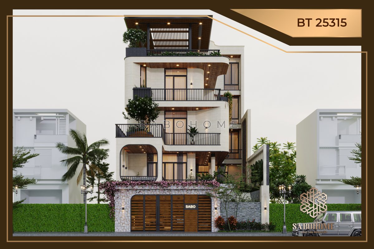 Thỏa sức mơ ước với biệt thự mái bằng 5 tầng hiện đại của SaboHome