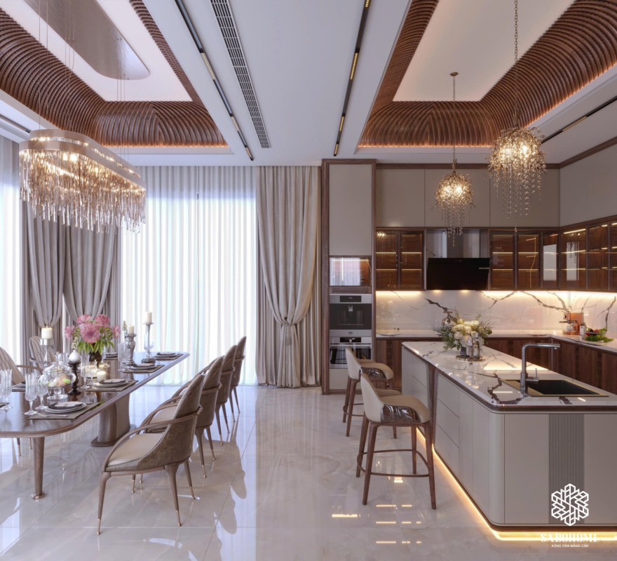 Không gian bếp biệt thự- Nơi gắn kết mọi khoảng khắc gia đình
